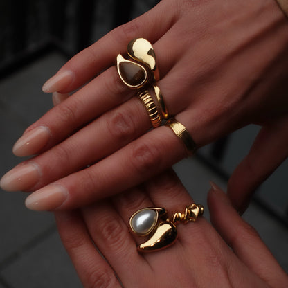 Oraya Tropfenring mit Tigerauge-Stein