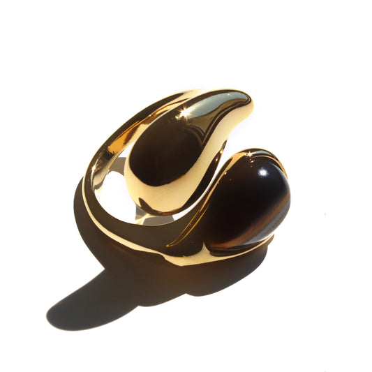 Oraya Tropfenring mit Tigerauge-Stein